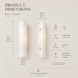 Wireless resin wall sconce with white quartz-inspired finish