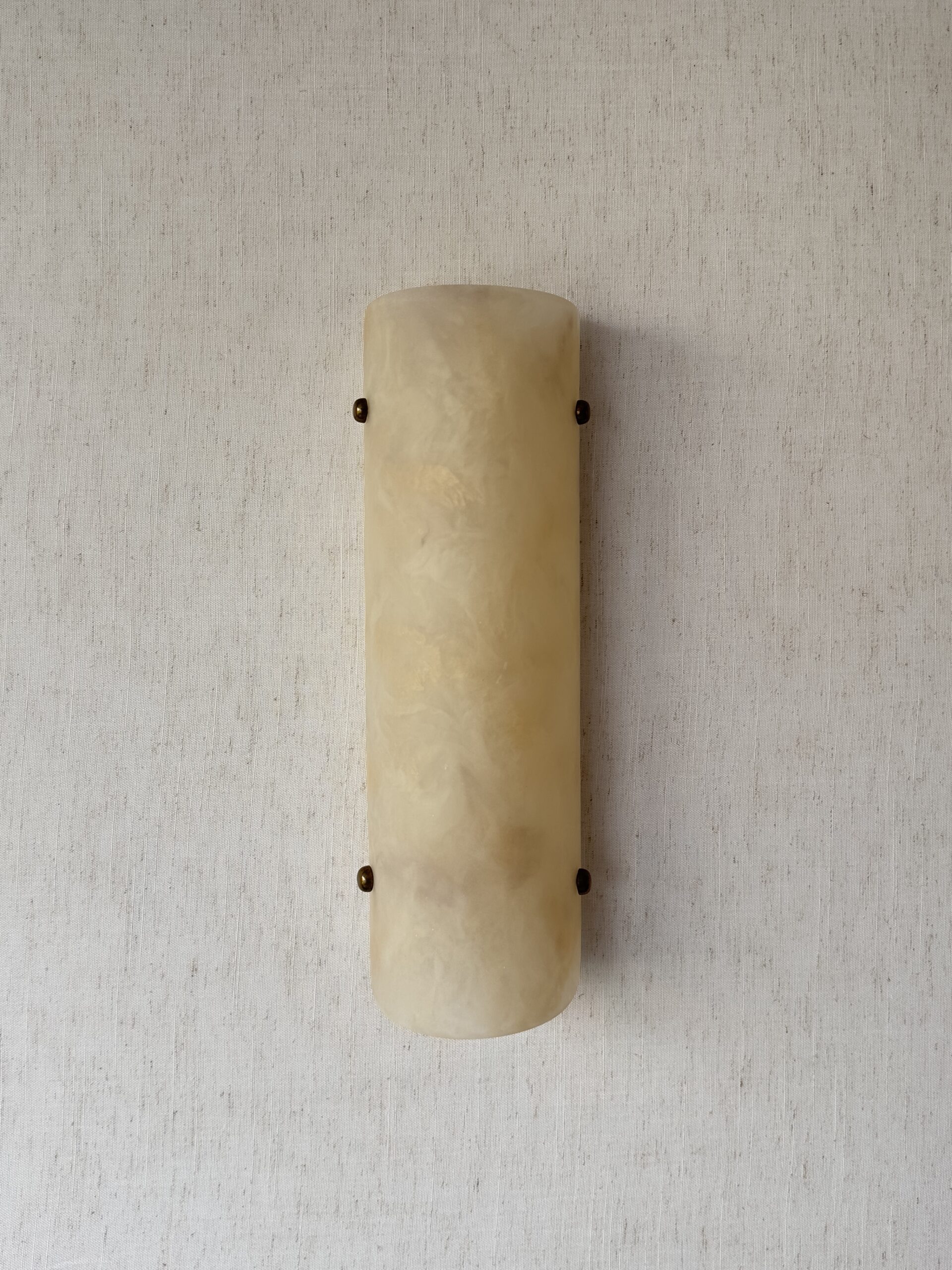 Handmade wireless resin wall sconce with alabaster-inspired finish