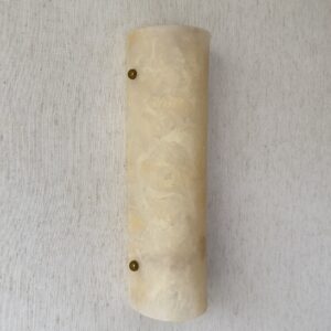 Handmade wireless resin wall sconce with alabaster-inspired finish