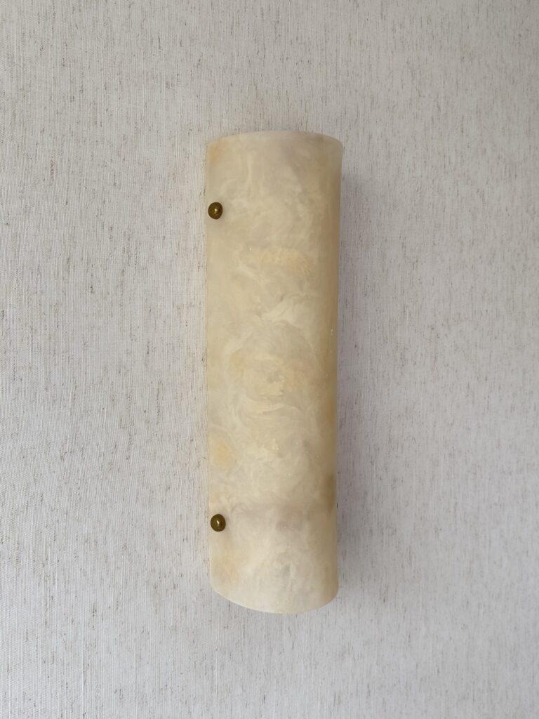 Handmade wireless resin wall sconce with alabaster-inspired finish