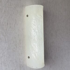 Wireless resin wall sconce with white quartz-inspired finish