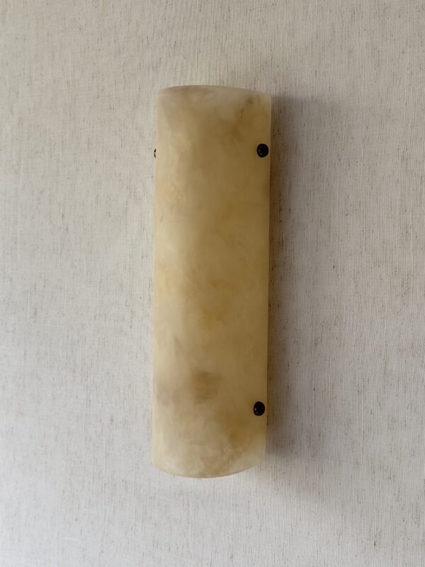 Handmade wireless resin wall sconce with alabaster-inspired finish