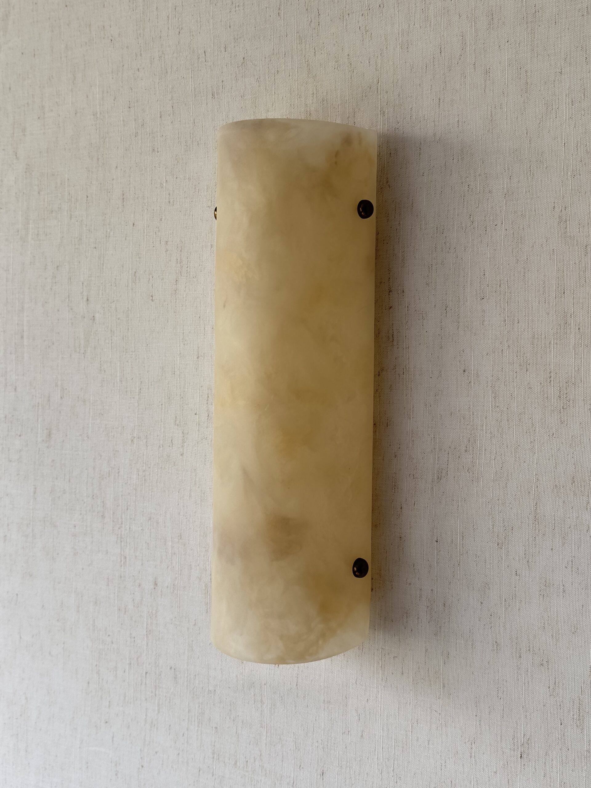 Handmade wireless resin wall sconce with alabaster-inspired finish