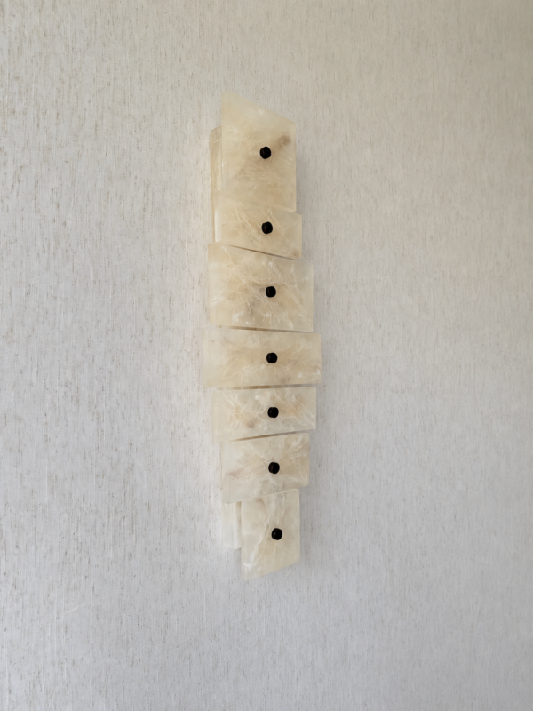 Handmade wireless resin wall sconce with alabaster-inspired finish