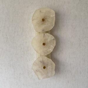 Handmade wireless resin wall sconce with alabaster-inspired finish