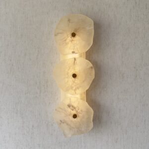 Handmade wireless resin wall sconce with alabaster-inspired finish