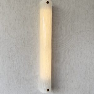 Large vertical wireless resin wall light with sculptural form