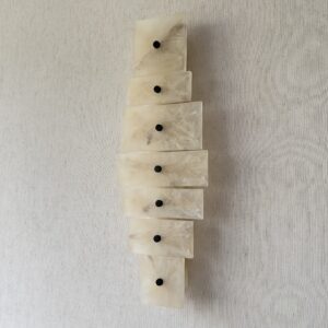 Handmade wireless resin wall sconce with alabaster-inspired finish