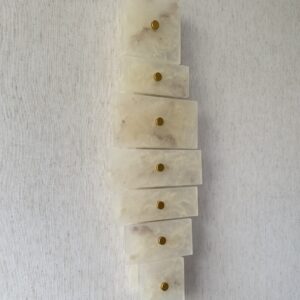 Handmade wireless resin wall sconce with alabaster-inspired finish