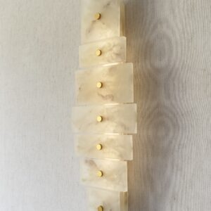 Handmade wireless resin wall sconce with alabaster-inspired finish