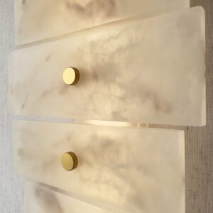Handmade wireless resin wall sconce with alabaster-inspired finish