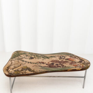 Raw Amber Table - Sculptural Resin Console with Botanical Inclusions, Stainless Steel Base Statement Piece - Image 2