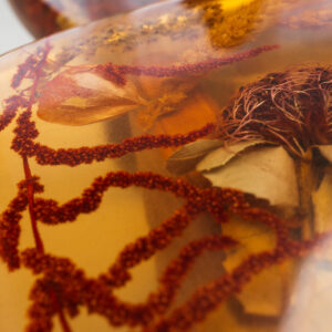 Amber Resin Nesting Coffee Tables with Botanicals and Upholstered legs - Image 8