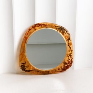 Circle Large Amber Wall Mirror with Organic Botanical Frame - Image 2