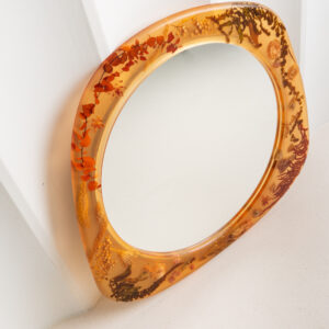 Circle Large Amber Wall Mirror with Organic Botanical Frame - Image 5
