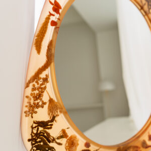 Circle Large Amber Wall Mirror with Organic Botanical Frame - Image 8