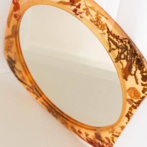 Circle Large Amber Wall Mirror with Organic Botanical Frame - Image 9