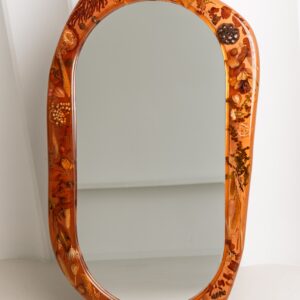 Large Oval Amber Wall Mirror with Organic Botanical Frame - Image 2