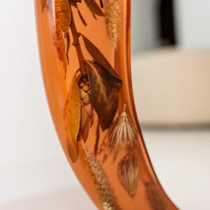 Large Oval Amber Wall Mirror with Organic Botanical Frame - Image 3