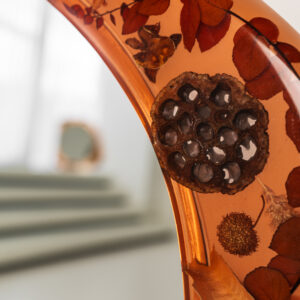 Large Oval Amber Wall Mirror with Organic Botanical Frame - Image 5
