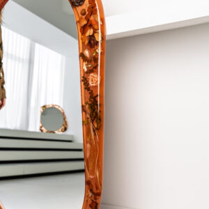 Large Oval Amber Wall Mirror with Organic Botanical Frame - Image 6