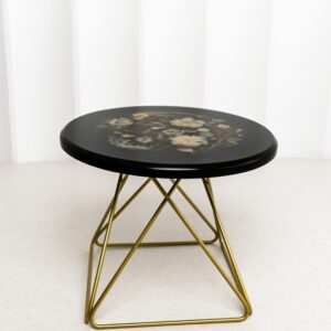 Retro Black Resin Coffee Table With Gold Metal Base - Image 2