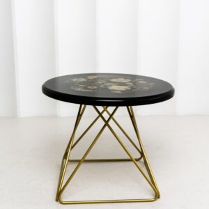 Retro Black Resin Coffee Table With Gold Metal Base - Image 3
