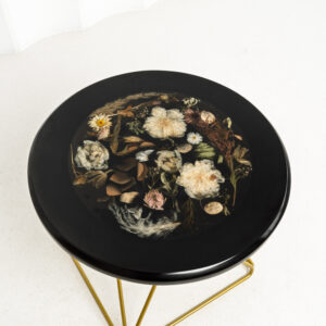 Retro Black Resin Coffee Table With Gold Metal Base - Image 4
