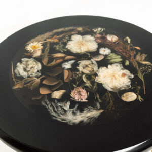 Retro Black Resin Coffee Table With Gold Metal Base - Image 6