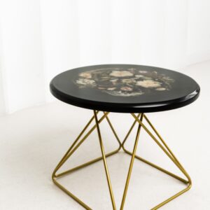 Retro Black Resin Coffee Table With Gold Metal Base - Image 7