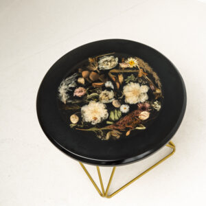 Retro Black Resin Coffee Table With Gold Metal Base - Image 9
